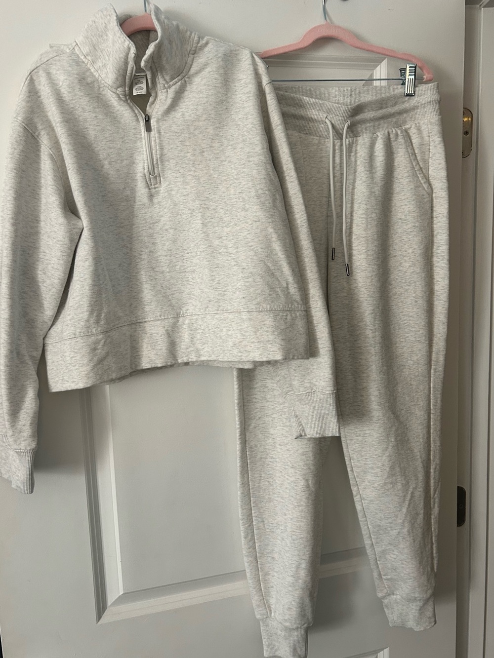 Yogalicious Light Heather Gray Quarter-Zip Sweatshirt & Joggers Set